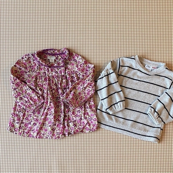 Bundle of Zara & Monsoon long sleeve tops. Floral & stripes. Different sizes - Picture 3 of 16